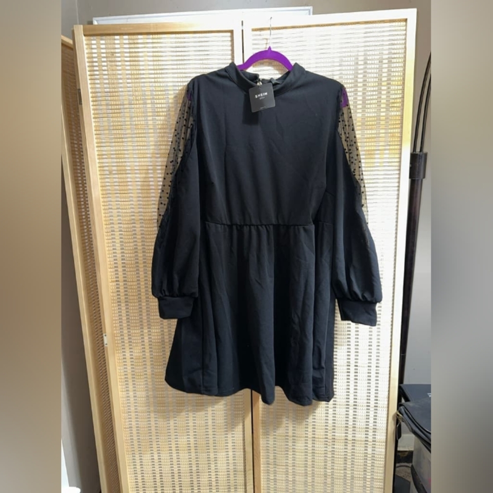 SHEIN Fit+ Women’s Plus Size Black Lace Long Sleeve Dress New 24/26